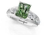 Platinum Fancy Green Radiant  Brilliant Solitaire with Side Stones on a Pave Band and Four-Prong Setting_13