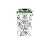 Platinum Fancy Green Radiant  Brilliant Solitaire with Side Stones on a Pave Band and Four-Prong Setting_17