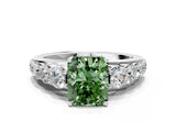 Platinum Fancy Green Radiant Cut Brilliant Diamond Pavé Band with Six-Prong Setting_24