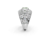 Platinum Fancy Green Radiant Cut Brilliant Halo Pave Diamond Milgrain Ring_14