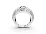 Platinum Fancy Green Radiant Cut Brilliant Halo Pave Diamond Milgrain Ring_15