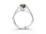 Platinum Fancy Green Radiant Cut Cut Diamond Channel Set Pave Band with Tension Prong Setting_9