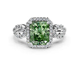 Platinum Fancy Green Radiant Cut Cut Halo Diamond Infinity Band with Four-Prong Setting_12