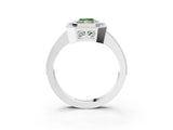 Platinum Fancy Green Radiant Cut Cut Halo Pavé Diamond Ring_15