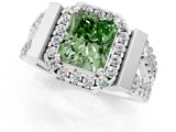 Platinum Fancy Green Radiant Cut Cut Halo Split Shank Prong Set Ring_13