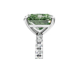 Platinum Fancy Green Radiant Cut Diamond Brilliant Solitaire Ring with Pavé Band and Four-Prong Setting_41