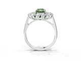 Platinum Fancy Green Radiant Cut Diamond Floral Double Halo Engagement Ring with Prong Setting_189