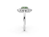 Platinum Fancy Green Radiant Cut Diamond Floral Double Halo Engagement Ring with Prong Setting_44