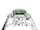 Platinum Fancy Green Radiant Cut Diamond Floral Halo Split Shank Prong Setting Ring_10