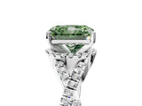 Platinum Fancy Green Radiant Cut Diamond  Halo Twist Band Solitaire Prong Setting Ring_17
