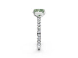 Platinum Fancy Green Radiant Cut Diamond Pavé Solitaire Ring with Round Band and Prong Setting_2