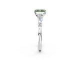Platinum Fancy Green Radiant  Cut Diamond Ring with Baguette Side Stones, Channel Set Band, and Four-Prong Setting_14