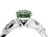 Platinum Fancy Green Radiant  Cut Diamond Ring with Baguette Side Stones, Channel Set Band, and Four-Prong Setting_16