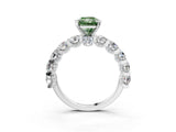 Platinum Fancy Green Radiant Cut Diamond Side Stone Engagement Ring with Four-Prong Setting_15
