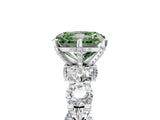 Platinum Fancy Green Radiant Cut Diamond Side Stone Engagement Ring with Four-Prong Setting_17