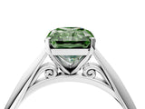 Platinum Fancy Green Radiant Cut Diamond Solitaire Engagement Ring with Cathedral Setting and Four-Prong Mount_16