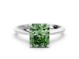 Platinum Fancy Green Radiant Cut Diamond Solitaire Engagement Ring with Classic Band and Four-Prong Setting_12