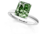 Platinum Fancy Green Radiant Cut Diamond Solitaire Ring with Classic Band and Four-Prong Setting_13