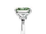 Platinum Fancy Green Radiant Cut Diamond Solitaire Ring with Classic Band and Four-Prong Setting_17