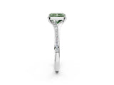 Platinum Fancy Green Radiant Cut Diamond Solitaire Ring with Pavé Band and Prong Setting_14