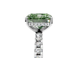 Platinum Fancy Green Radiant Cut Diamond Solitaire Ring with Round  Pavé Band and Four-Prong Setting_41