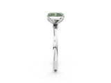 Platinum Fancy Green Radiant Cut Diamond Solitaire Ring with Thin Band and Prong Setting_2
