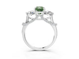 Platinum Fancy Green Radiant Cut Diamond Three-Stone Ring with Prong Setting and Pavé Band_9