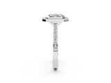 Platinum Fancy Green Radiant Cut Halo Bezel Diamond Pave Band Ring_8