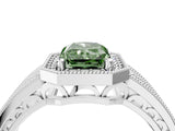 Platinum Fancy Green Radiant Cut Halo Diamond Split Shank Ring with Prong Setting_10