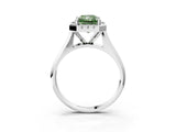Platinum Fancy Green Radiant  Cut Halo Solitaire Engagement Ring with Square Band and Four-Prong Setting_15