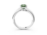 Platinum Fancy Green Radiant  Cut Solitaire Engagement Ring with Tapered Band and Four-Prong Setting 3