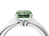 Platinum Fancy Green Radiant  Cut Solitaire Engagement Ring with Tapered Band and Four-Prong Setting 4