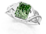 Platinum Fancy Green Radiant Cut Solitaire Intertwined Band Prong Setting Ring_7