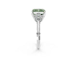Platinum Fancy Green Radiant Cut Solitaire Split Shank Pave Diamond Engagement Ring with Four-Prong Setting_158