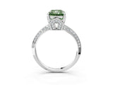 Platinum Fancy Green Radiant Cut Solitaire Split Shank Pave Diamond Engagement Ring with Four-Prong Setting_159