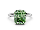 Platinum Fancy Green Radiant Cut Solitaire Split Shank Pave Diamond Engagement Ring with Four-Prong Setting_84
