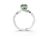 Platinum Fancy Green Radiant Cut Solitaire Twist Pave Diamond Engagement Ring with Prong Setting_45