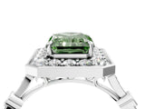 Platinum Fancy Green Radiant  Halo Diamond Engagement Ring with Twisted Band and Four-Prong Setting 4