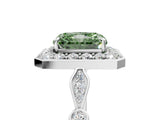 Platinum Fancy Green Radiant  Halo Diamond Engagement Ring with Twisted Band and Four-Prong Setting 5