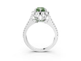Platinum Fancy Green Radiant  Halo Diamond Floral Split Shank Engagement Ring 4