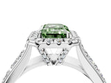 Platinum Fancy Green Radiant  Halo Round Diamond Pave Band with Prong Setting 5