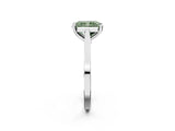 Platinum Fancy Green Radiant  Solitaire Diamond Ring with Four-Prong Setting and Tapered Band 3