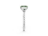 Platinum Fancy Green Radiant  Solitaire Twist Band Ring with Four-Prong Setting_3