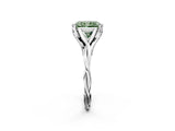 Platinum Fancy Green Radiant  Solitaire Twist Band Six-Prong Setting 3