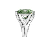 Platinum Fancy Green Radiant  Solitaire Twist Band Six-Prong Setting
