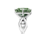 Platinum Fancy Green Radiant  Solitaire Twist Band with Leaf Prong Setting 5