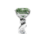 Platinum Fancy Green Radiant  Solitaire Twisted Band with Prong Setting