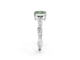 Platinum Fancy Green Radiant  Solitaire Twisted Pave Diamond Ring with Four-Prong Setting_2
