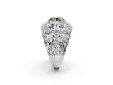 Platinum Fancy Green Round Cut Brilliant Halo Pave Diamond Milgrain Ring_8