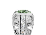 Platinum Fancy Green Round Cut Brilliant Milgrain Filigree Diamond Ring with Square Prong Setting_17